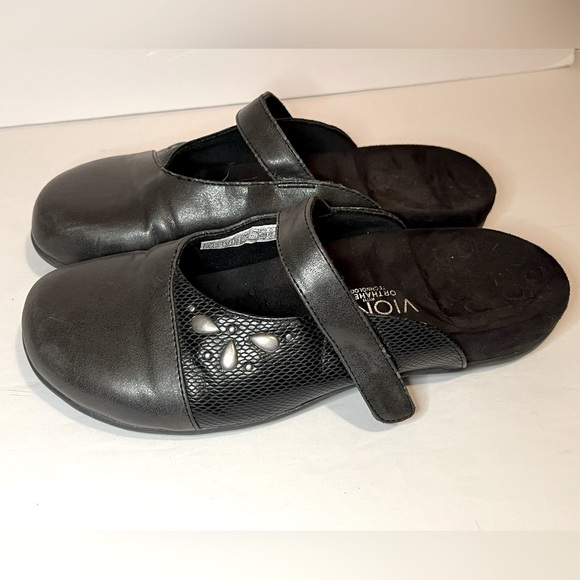 Vionic Kristin Mules, Black, Adjustable Strap, Orthaheel Technology - Picture 1 of 16